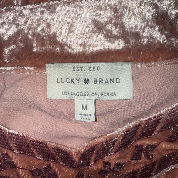 Lucky Brand Velvet Dress Medium Cold Shoulder Sleeves Side Pockets Soft - Picture 6 of 8